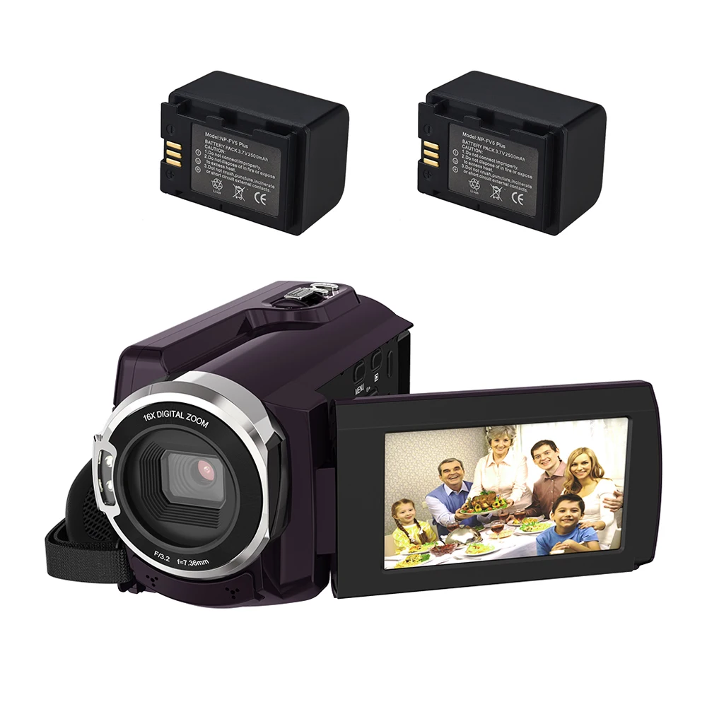 Andoer HDV-534K 4K Wi-Fi Цифровая видеокамера с 2 шт. батареей для камеры сенсорный экран ИК инфракрасный 16-кратный зум Поддержка распознавания лица