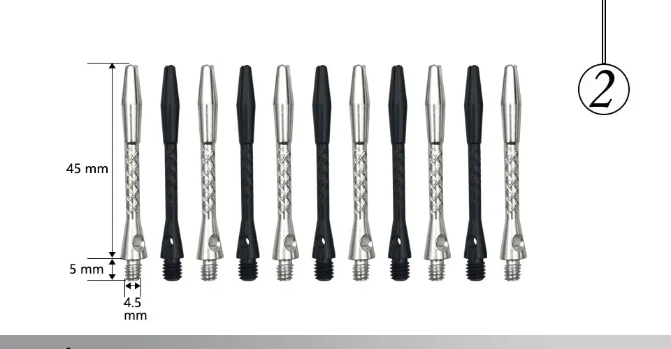 Easytoday 24Pcsset Darts Accessories High Quality Darts Shafts Aluminum Standard 45mm Pattern Black and White Shafts Darts (2)