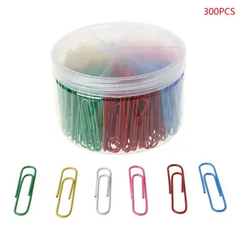 

300Pcs 50mm/2.0in Paper Clip With 6-Grid Storage Case Bright Colors Photo Clip Bookmark DIY Handmade Decor School Stationery