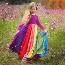 Нарядное От 2 до 8 лет платье для маленьких девочек Радужное платье для девочек платье принцессы разноцветный тюль, розовый и красный цвет, подарок для детей