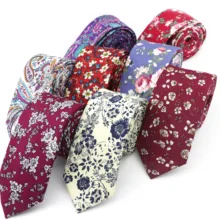 Хлопковый галстук с цветами, классический цветной галстук с цветочным узором, милый модный мужской узкий галстук, дизайнерские галстуки ручной работы