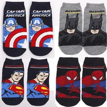 Забавные носки с персонажами из мультфильмов для мужчин и женщин; модные хлопковые носки с принтом «капитан», «Супермен», «Бэтмен», «Человек-паук»