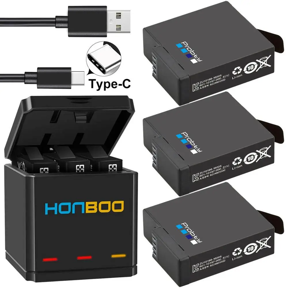 GoPro hero 7 hero 6 hero 5 черный аккумулятор+ тройное зарядное устройство для Go Pro hero 7 6 5 черный Аккумулятор для камеры - Цвет: 3BatteryWithCharger