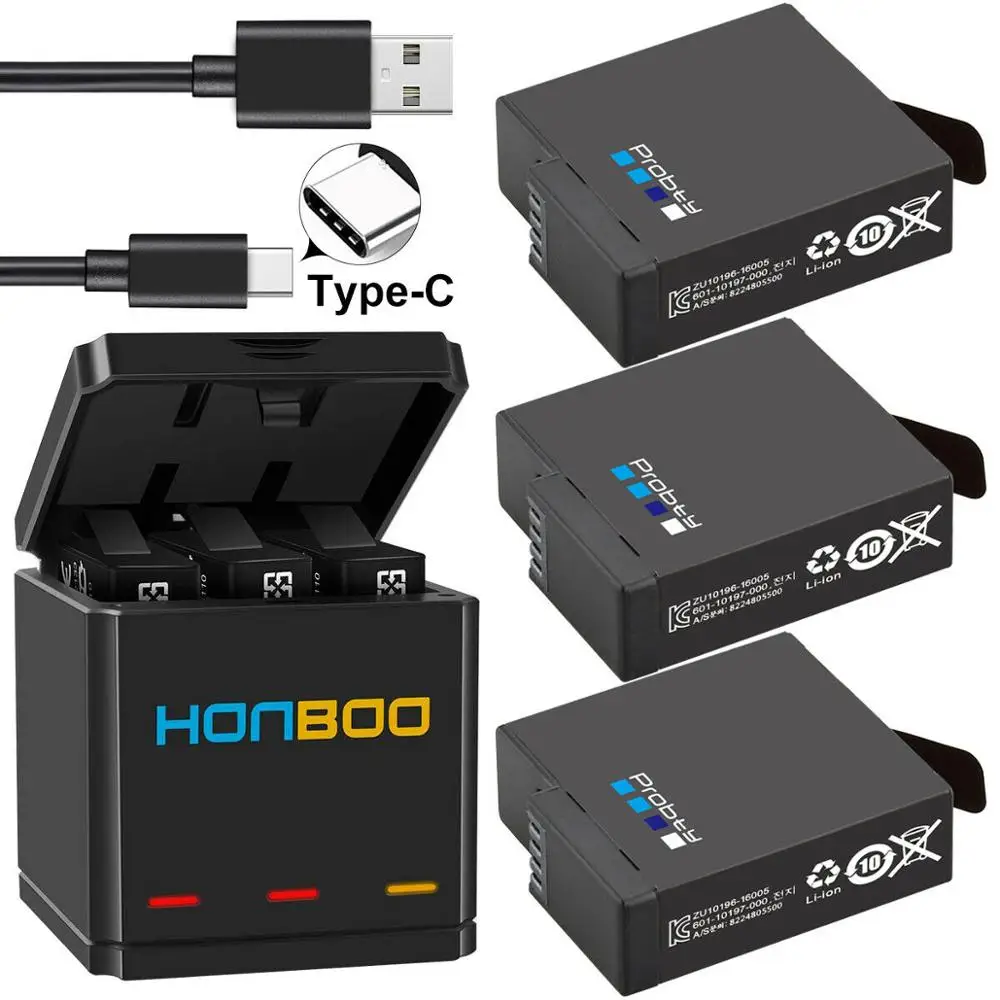 3BatteryWithCharger GoPro hero 7 hero 6 hero 5 черный аккумулятор+ тройное зарядное устройство для Go Pro hero 7 6 5 черный Аккумулятор для камеры - Цвет: 3BatteryWithCharger