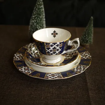 

Palace Style Coffee Cup and Saucer Dinner Plate Afternoon Tea Set British Bone China Earl Blue Cross Flower Tableware
