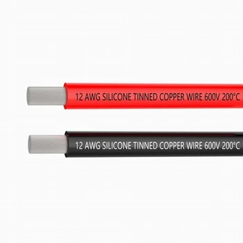 

12 AWG Silicone Wire Hook Up wire Cables 1.5m Black And 1.5m Red Flexible of Tinned copper wire High temperature resistance