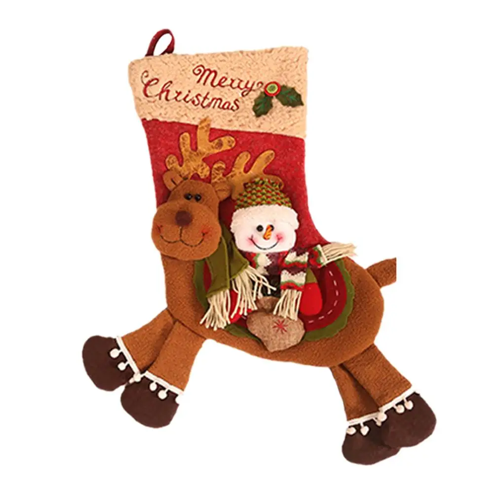 

2019 Xmas Socks Christmas Stocking Santa Kids Gift Holder Christmas Tree Decoration New Year Gift Riding Deer Candy Bags