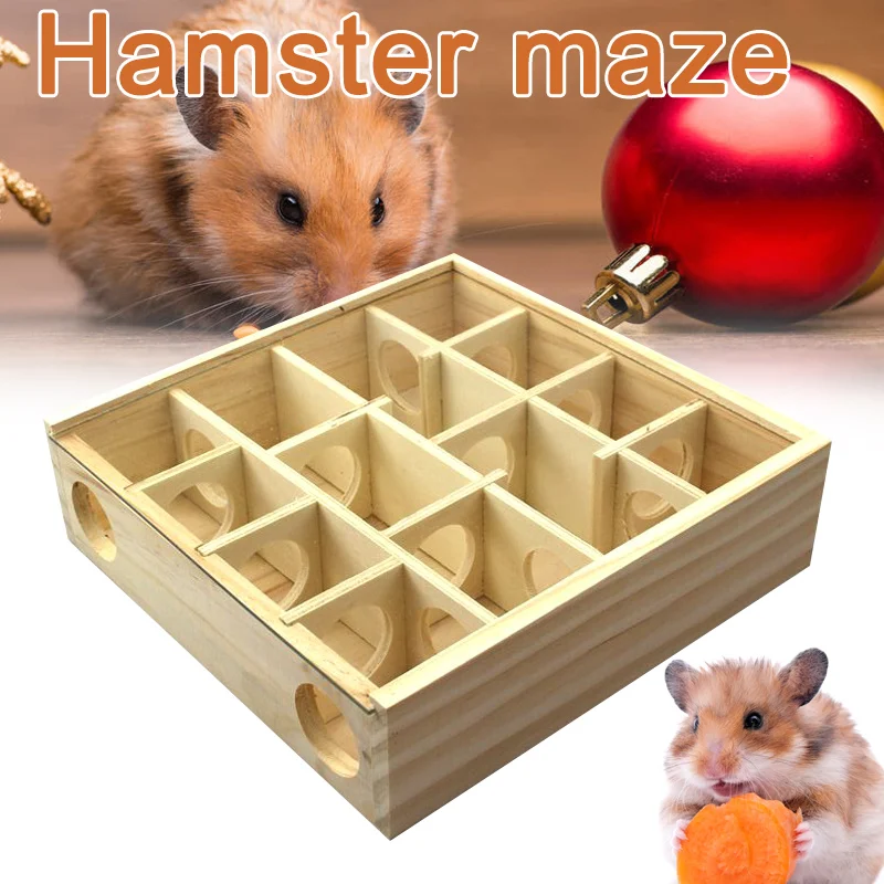 

Pet Hamster Wooden Mazes Tunnel Gerbil Rat Mouse Mice Small Animal Play Toys TT-best