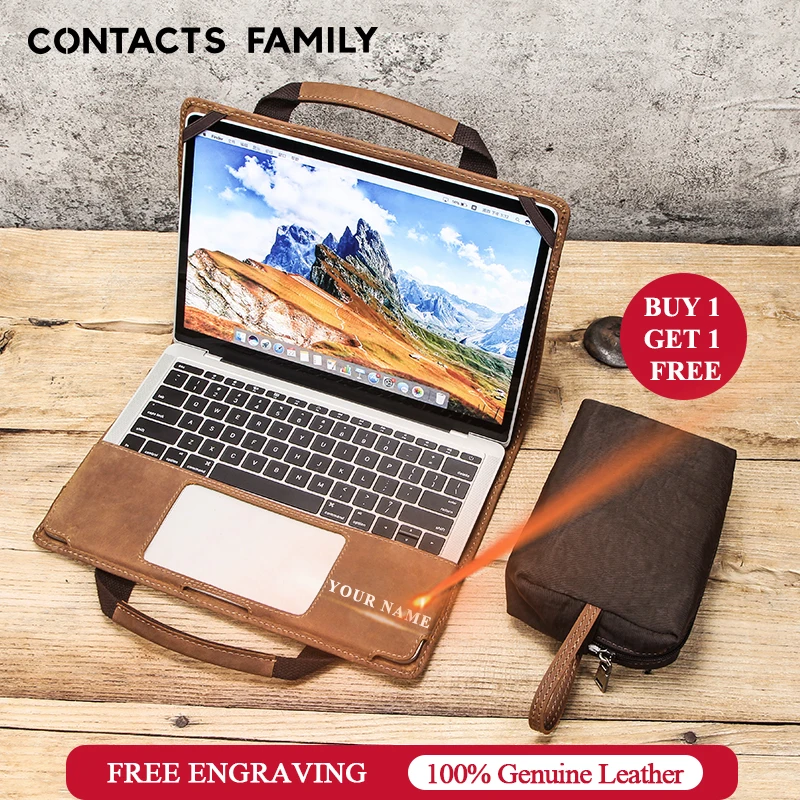 

Handmade Laptop Leather Cover Case For Macook Pro 13" Handheld Detachable Protective Flip Folio Case for Macbook Air 13.3"