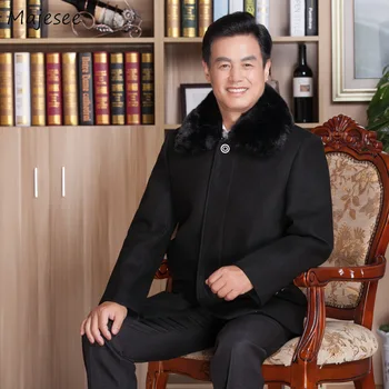 

Wool Men 2020 Winter Fur Collar Thicker Plus Velvet Single Breasted Warm Blends Mens Long Korean Large Size Pockets Outerwear