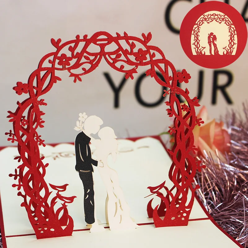 3D Pop Up открытки на случай помолвки любителей свадебные пригласительные день