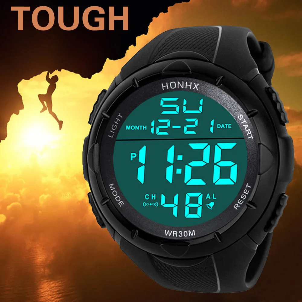 Роскошные мужские светодиодный спортивные часы водонепроницаемые аналоговые Мужские часы reloj hombre ударопрочные мужские цифровые наручные часы синие montre homme