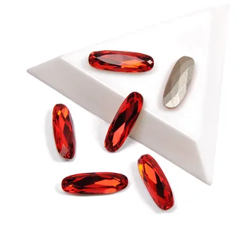 

Lt. Siam Color Loose Diamond Elongated Baguette Shape Stone Nail Rhinestone For Manicure Nail Art Decoration Accessories