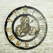 Ретро 50 см кованый пустой Железный винтажный большой немой декоративный настенные часы на стену украшение для дома