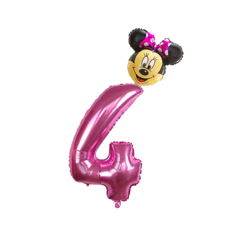 30 дюймовый розовый и голубой номер цифры Фольга надувные шары Mickey воздушный шар из фольги Минни От 1 до 4 лет штаны для мальчиков и девочек День рождения украшения