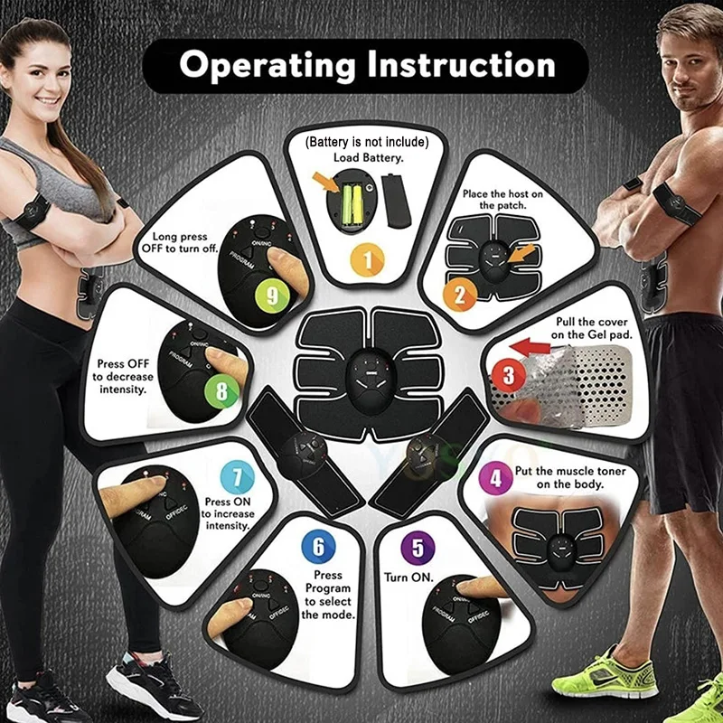 Abs Trainer EMS Abdominal Muscle Stimulator Hip Trainer Set For Body Leg Arm Belly Weight Loss Home Gym Office Fitness Equipment