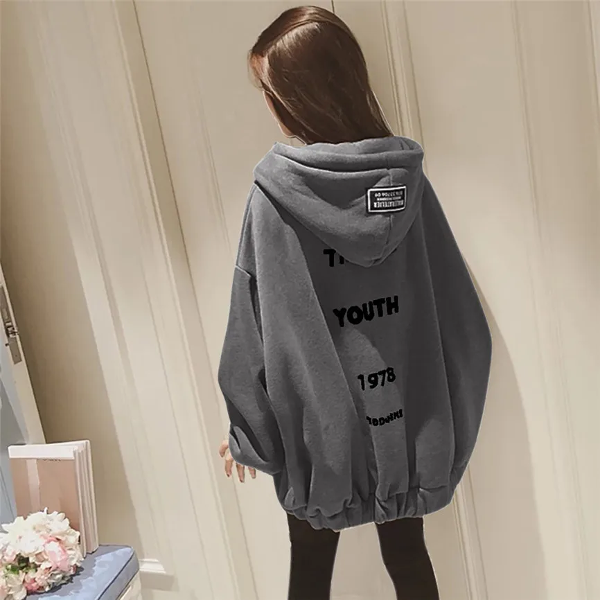 Autumn Winter Hoodies Women's Loose Large Size Zipper Letter Print Thickening Plus Sweatshirt Female Casual Coat