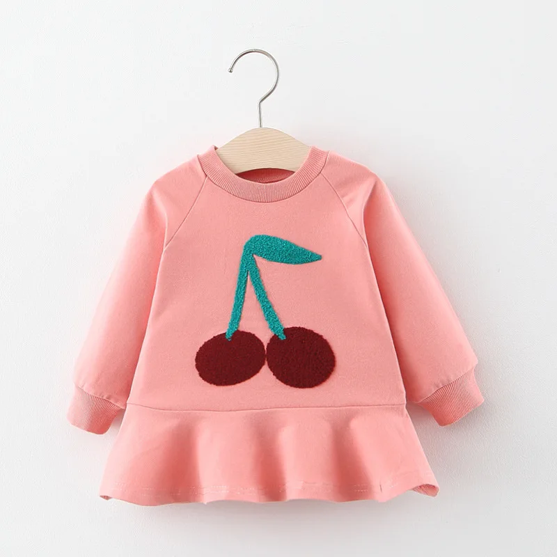 ; весеннее платье для маленьких девочек с вышивкой вишни; Одежда для девочек