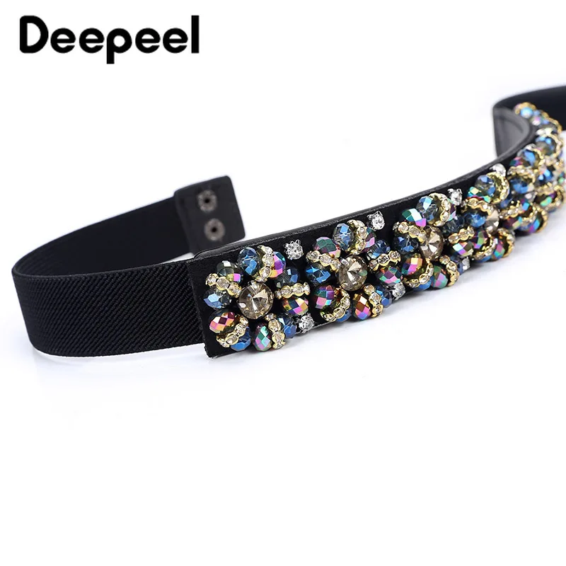Deepeel 3 см* 65-85 см Стразы ручной работы декоративный пояс на талии эластичный стрейч аксессуары роскошный женский пояс YK615