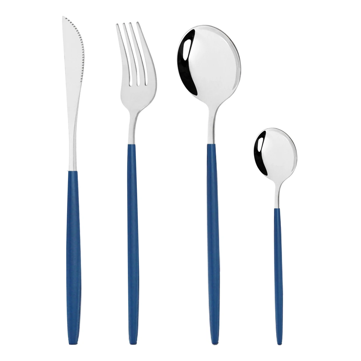 4Pcs Blue Silver