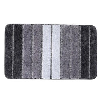 

Striped Shag Chenille Bath Rug, Door Mat, Soft and Absorbent Bathroom Mat,Non Slip Microfiber Shower Rug - Gradient Gray