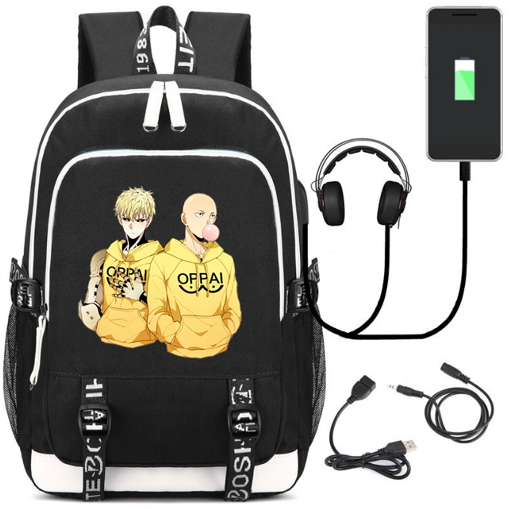Аниме ONE PUNCH-MAN/зарядка через usb рюкзак сумки для ноутбуков школьная книга сумки школьников Повседневное ноутбук для мальчиков и девочек, рюкзак подарок - Цвет: Style 2
