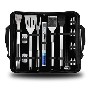 

Stainless Steel BBQ Tools Set 20Pcs Barbecue Grilling Accessories Utensil for Outdoor Camping Cooking Tools Kit BBQ