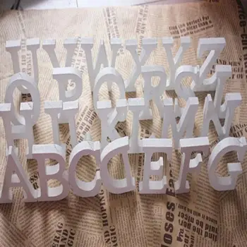 1pc Diy Freestanding Wood Wooden Letters White Alphabet Wedding Birthday Party Home Decorations Personalised Name Design QQLIFE 1