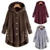 Модное женское плюшевое пальто размера плюс, пальто на пуговицах, пушистый хвост, топы, пуловер с капюшоном, свободный свитер, большой размер, зимняя теплая куртка