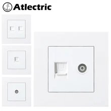 Atlectric PC пластиковая панель Интернет ТВ розетка Rj45 с ТВ розетка двойной Rj45 порт сокет данных выходное отверстие вилка 86 мм* 86 мм розетки