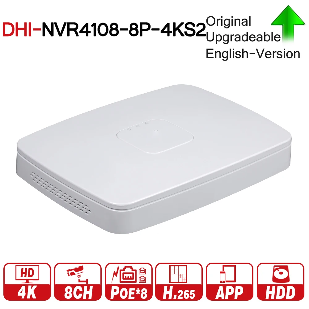 DH 4K POE NVR NVR4104-P-4KS2 NVR4108-8P-4KS2 с 4/8ch PoE h.265 видеорегистратор Поддержка ONVIF 2,4 SDK CGI с логотипом