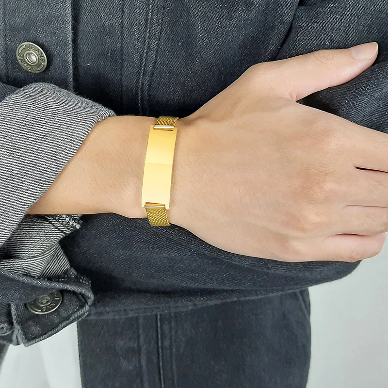 10/16mm Adjustable Stainless Steel Mesh Band Bracelets for Men Women Unisex Casual Jewelry stainless steel bracelet