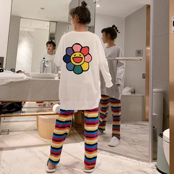 

Thin Cartoon Printed Short Sleeve Sleepwear Women Pajamas Set Spring Summer New Cute Casual Homewear Female Pyjamas