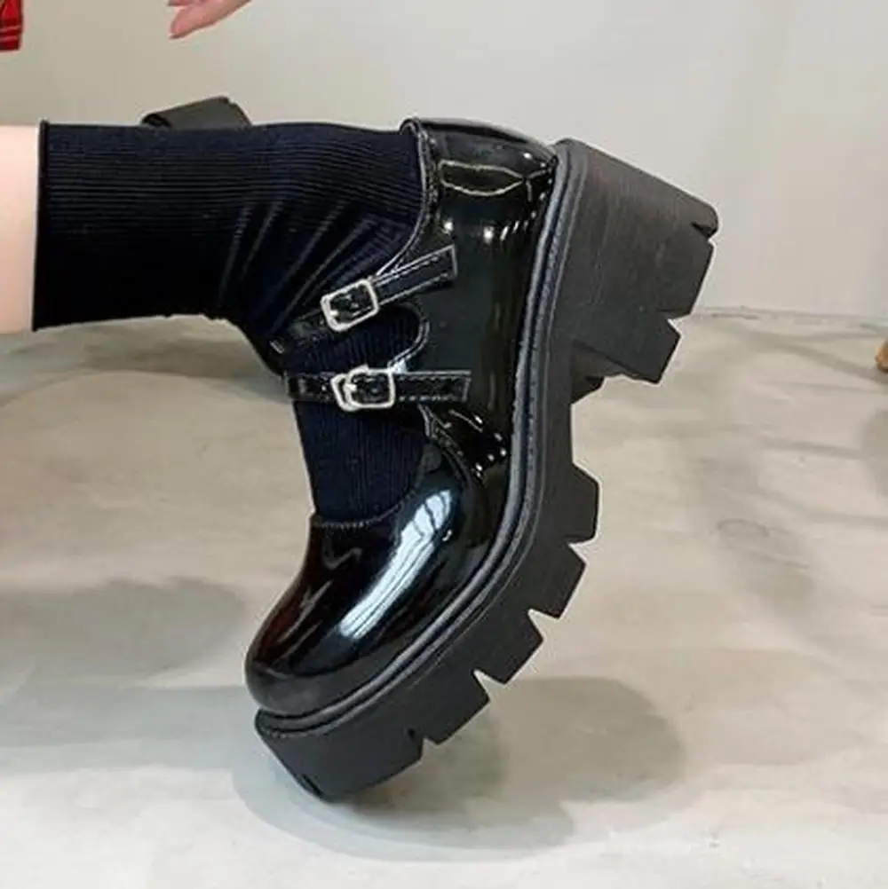 

Small leather shoes Japanese punps uniform British style soft leather college style retro thick bottom Mary Jane shoes women