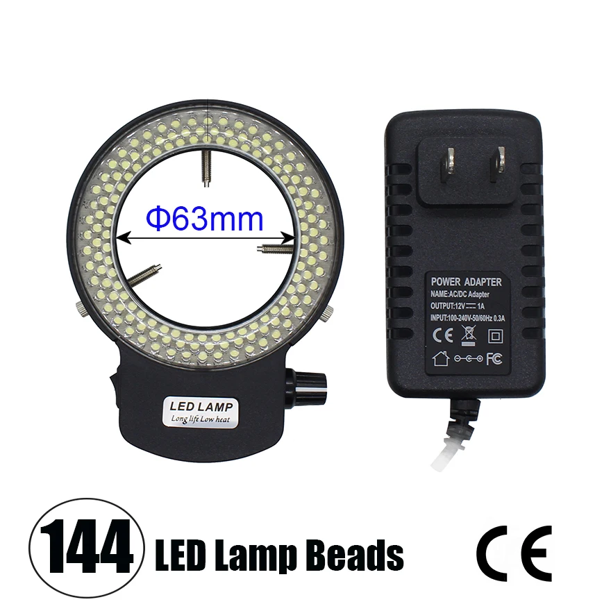 Adjustable 144 LED Ring Light CE Certification Lamp for Industry Stereo Microscope Lens Camera Magnifier 110V-240V Adapter | Лампы и
