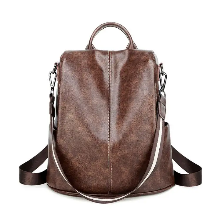 

Trend Brand Female Waterproof Backpack Women Solid Color Pu Leather School Bag Shoulder Bags Luxury Elegant Travel Backpacks