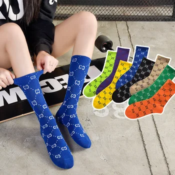 

Five pairs of men and women general new spring and summer fashion breathable multicolor letters cotton socks
