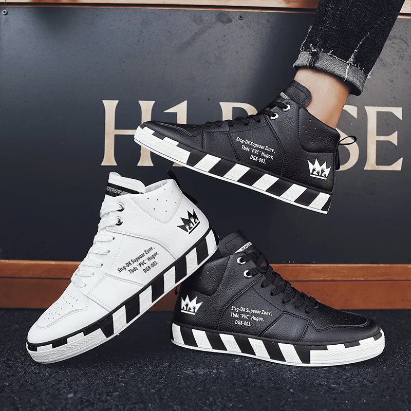 

2019 Trend Breathable MEN'S Casual Shoes Autumn Mandarin Duck Color-Style Leather White Shoes Mid-top Versitile Fashion Sport Sn