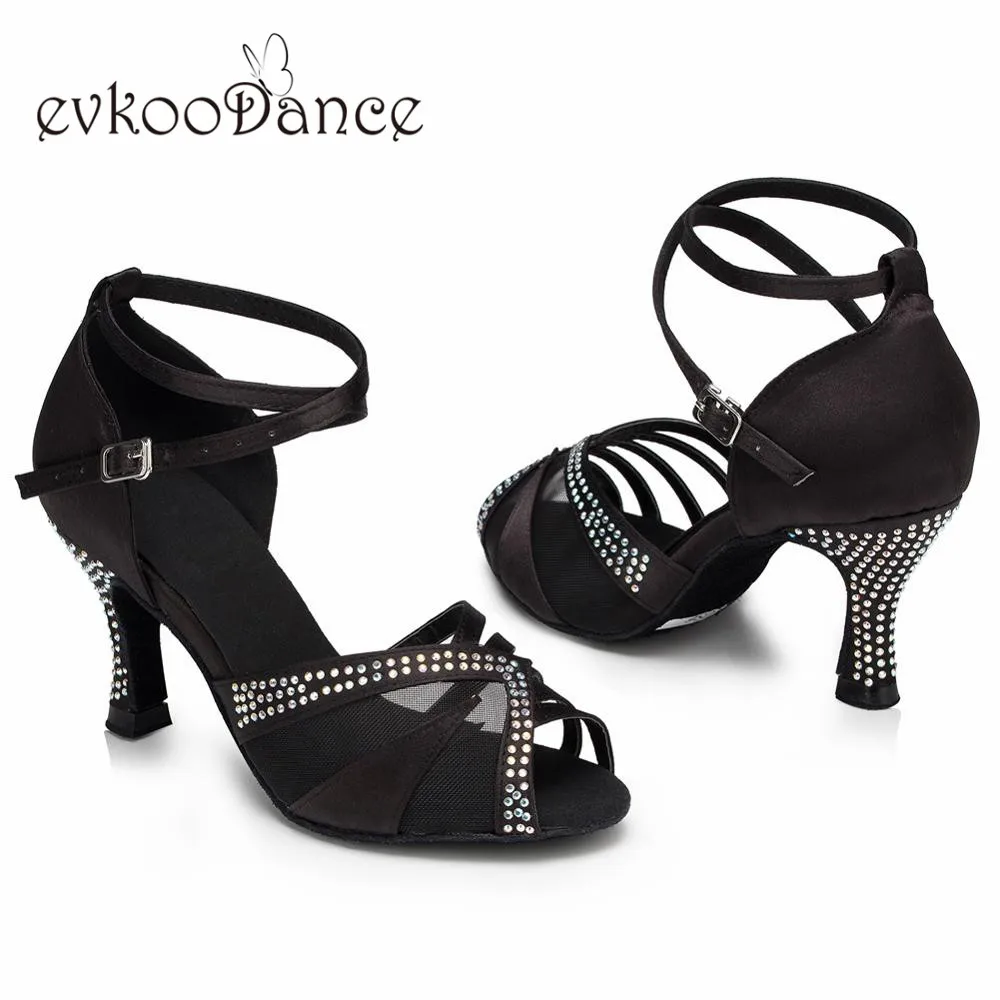 Женские атласные туфли Evkoodance черные/коричневые/красные для латиноамериканских
