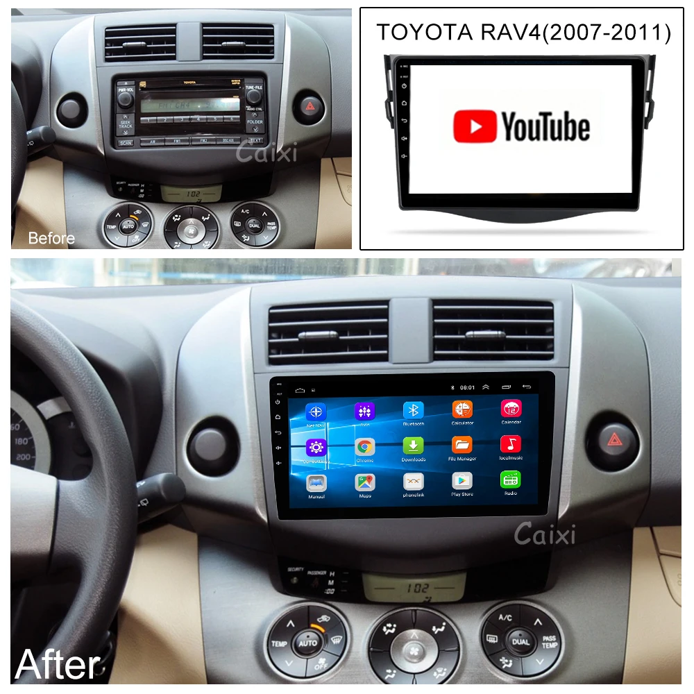 CAIXI Android 8,1 2din автомобильный мультимедийный плеер для toyota RAV4 Rav 4 2007 2008 2009 2010 2011 Автомобильный Радио DVD Wifi плеер