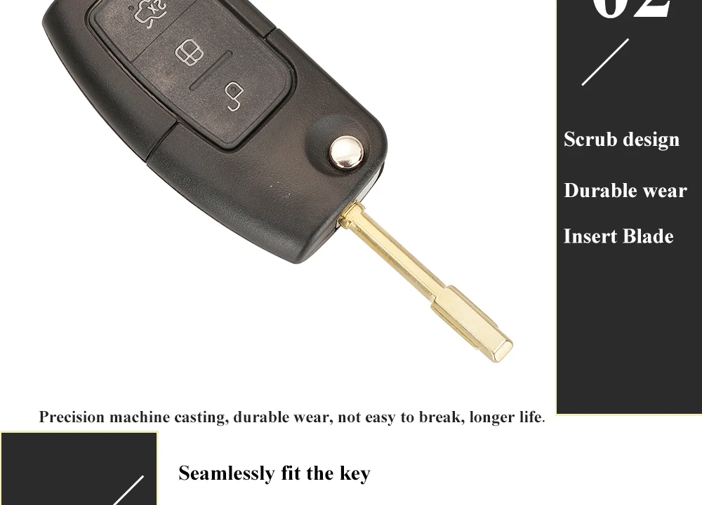 Keyforkess 3 pulsanti 433MHZ 4D60/ 4D63 Chip Car Remote Flip Key per Ford Fusion Focus Mondeo Fiesta Galaxy HU101/FO21 chiavi automatiche - H465283636ac54f3fb406594d61c779f6u