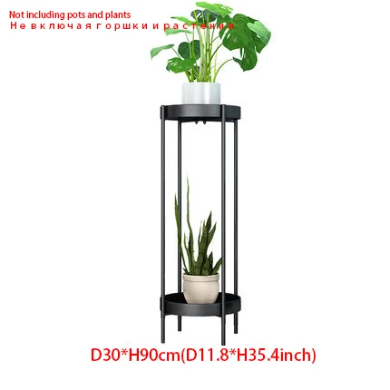 D30XH90 Black Металлическая стойка для кашпо, Круглый Угловой напольный держатель, полка и 2 лотка, набор, складной крепкий цветочный горшок, лоток для хранения мелочей, полка для хранения - Цвет: D30XH90 Black