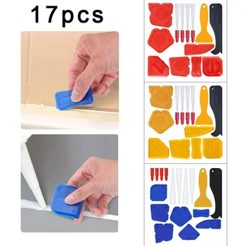

17pcs/Set Silicone Sealant Spreader Spatula Scraper Cement Caulk Removal Tool Plastic+Silicone Sealant Remove Tools Kit