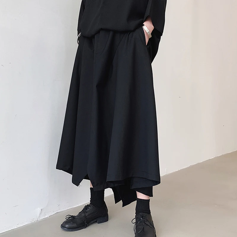 Summer Black Men's Skirt Pants Large Wide Leg Loose Casual Pants New Casual Fashion Large Wide Leg Black Fashion
