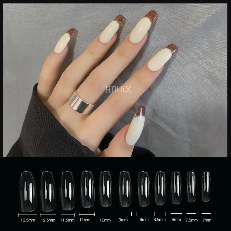 HNUIX 500pcs Long Coffin False Nails Ballerina Nail Tips Full Cover Acrylic Clear Nails False Nails For Gel Nails