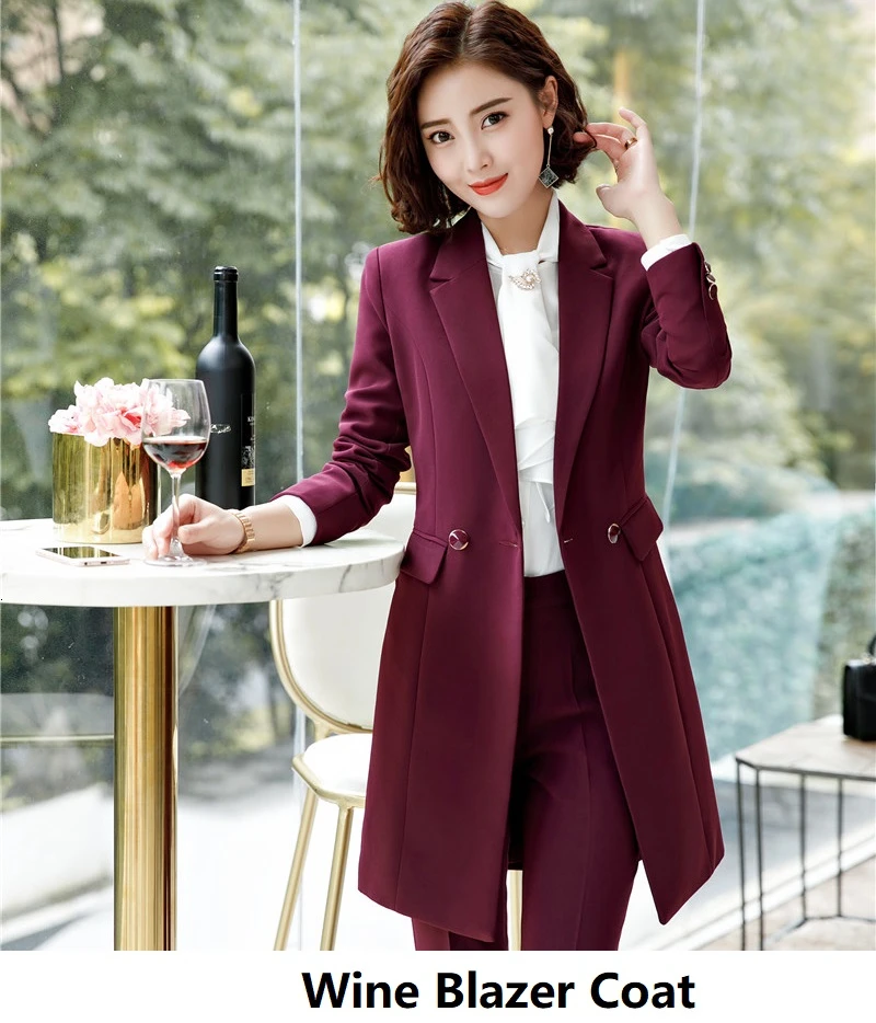 Wine Coat Высококачественная средняя Длинная ветровка формальный офисный женский стиль женские блейзеры и куртки пальто деловая рабочая одежда Верхняя одежда Топы Одежда - Цвет: Wine Coat
