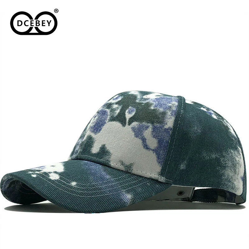 

DCEBEY2020 100% Washed Cotton Tie-dyed Print Baseball Cap Adjustable size Hat For Men & Women Hip Hop Snackback Cap Dropship