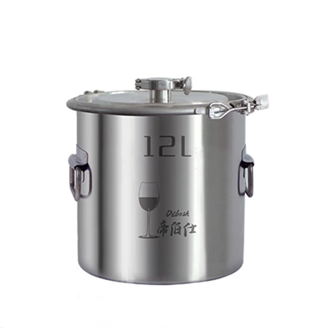 12L 316 Rozsdamentes Acél Háztartási Kis Erjesztő, Bortároló Tartály, Lezárt Bor Desztilláció És Erjesztési Edény - Image 6