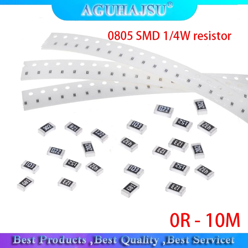100 шт. 0805 SMD 1/4 Вт Резистор 0R - 10 м 0 Ом 10R 100R 220R 330R 470R 1K 4 7 K 10K 47 (Европа) 100K 330 470 |