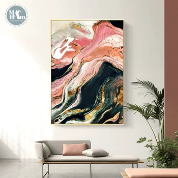 

Modern Wall Art Golden Canvas Painting Abstract river ink gold foil Art Poster Print Wall Picture for Living Room Porch Decor